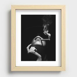 Woman smoking a cigar Recessed Framed Print