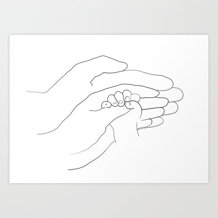One line family hands drawing Art Print by First July Studio | Society6