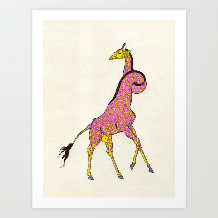 Fashion Animals, Spring 2014 Collection: Girafe Rose Torsadé Art Print