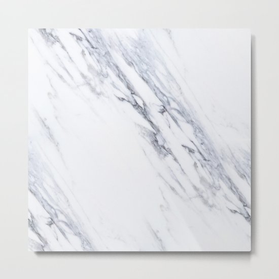 White Marble with Classic Black Veins Metal Print