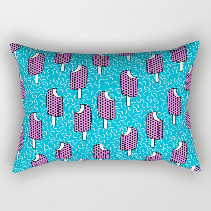 Bite Me - popsicle throwback 80s style memphis dots pattern trendy hipster summer ice cream Rectangular Pillow