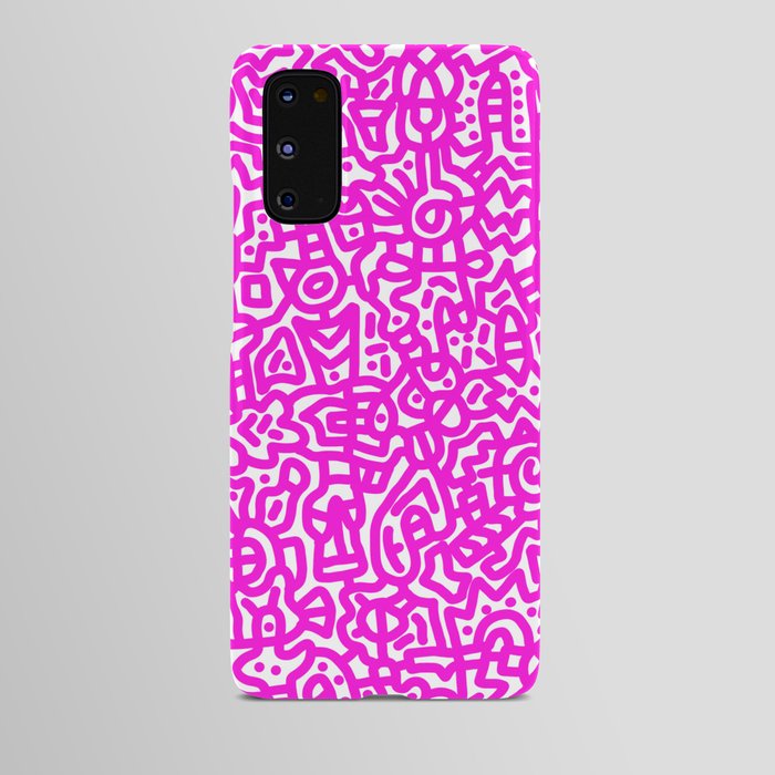 Magenta on White Doodles Android Case