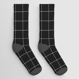 Windowpane Check Grid (white/black) Socks