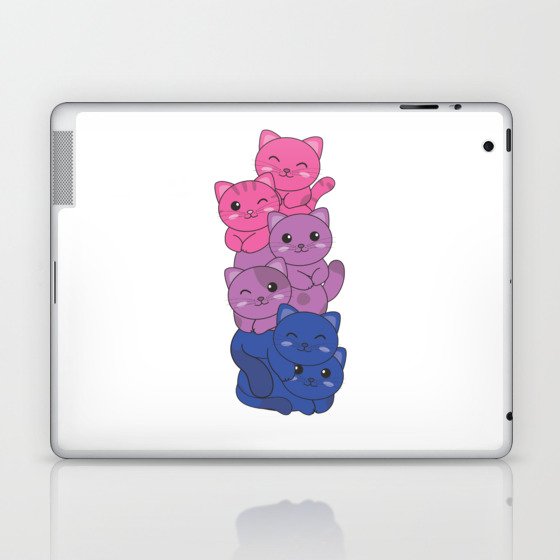 Bi Flag Pride Lgbtq Cute Cat Laptop & iPad Skin