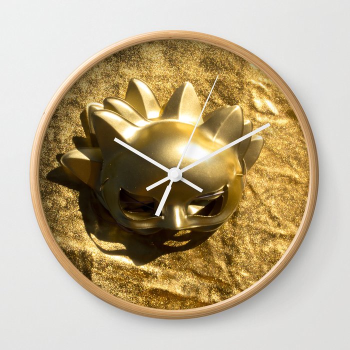 Golden Mask Wall Clock