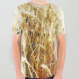 Field, crops, fields, spring, summer, rural, farm, farming, landscape, nature, botanical, farms, leaves, wheat, barley, gold, orange yellow, graphic-design, digital, photography,  All Over Graphic Tee