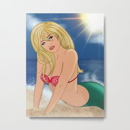 Mermaid sunbathing Metal Print | Sexy, Mermaid, Ocean, Blonde, Mermaidpinup, Beach, Digital, Woman, Beautifulmermaid, Drawing 