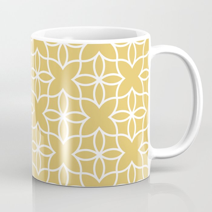 Yellow and White Minimal Line Art Pattern 4 Flower Pairs DE 2022 Popular Color Candelabra DE5431 Coffee Mug