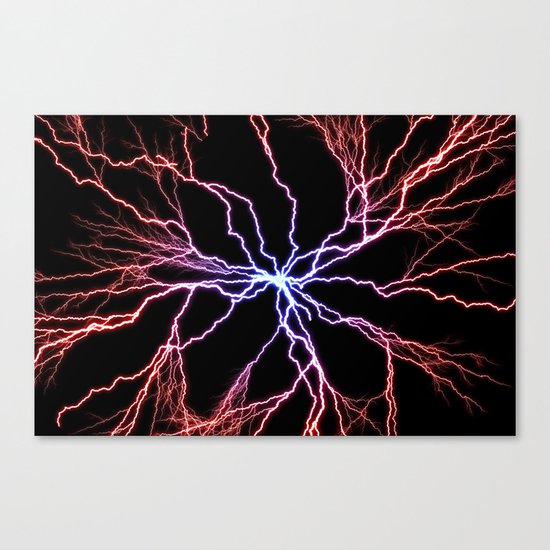 Electrical Lightning Discharge Blue to Red Canvas Print