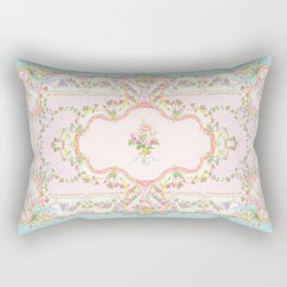  French Rococo Floral Watercolor Panel Rectangular Pillow