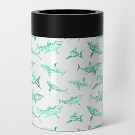 seamless pattern of shark silhouettes simulating strokes with digital painting Can Cooler