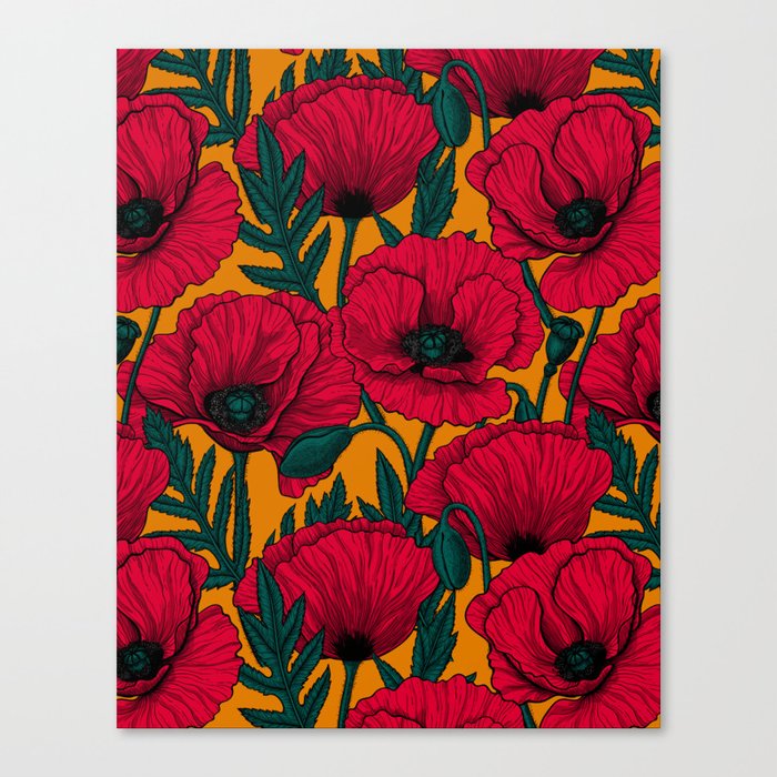 Red poppy garden    Canvas Print