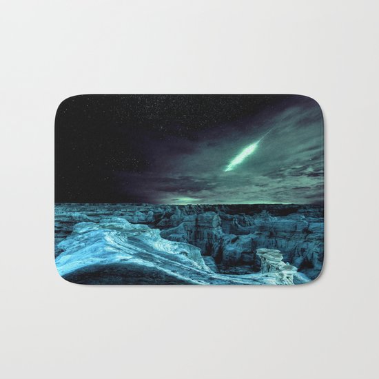 galaxy mountains teal Bath Mat