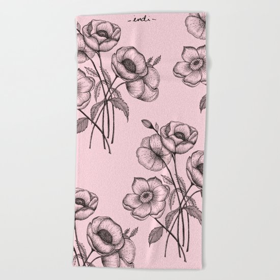 Palid Flowers Beach Towel