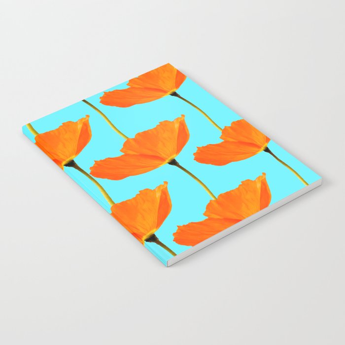Poppies On A Turquoise Background #decor #society6 #buyart Notebook