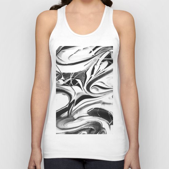 Black and white swirl - Abstract, black and white swirly, paint mix texture Unisex Tank Top