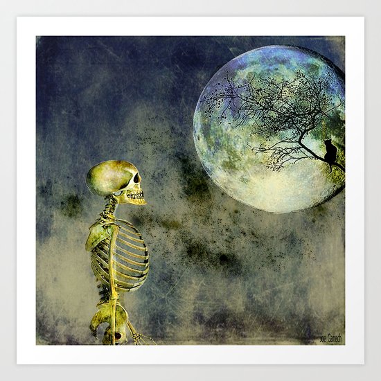 Skeleton in clear of the moon Art Print