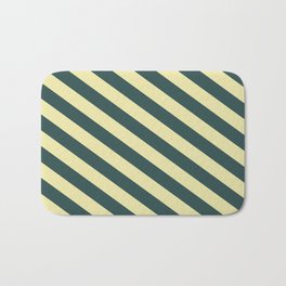 [ Thumbnail: Dark Slate Gray and Pale Goldenrod Colored Lines Pattern Bath Mat ]