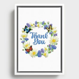 Thank You Note - Cute Floral  Framed Canvas