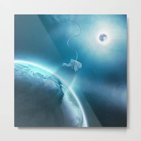 Astronaut Floating in Space Metal Print