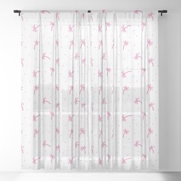 Hot Pink Doodle Palm Tree Pattern Sheer Curtain