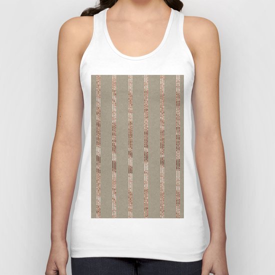 Rose gold stripes on natural grain Unisex Tank Top