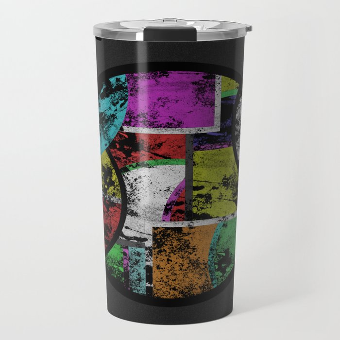 Pastel Porthole - Abstract, geometric, textured, pastel coloured artwork Travel Mug