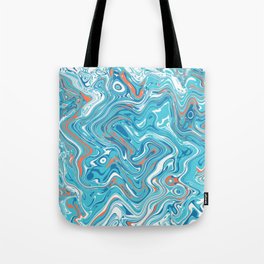 Blue, Orange and White Liquid Swirl Tote Bag