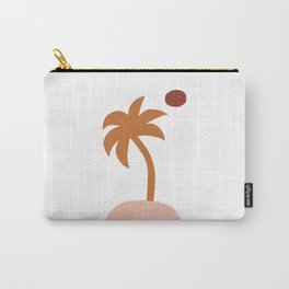 Palm Island Carry-All Pouch | Digital, Modern, Peach, Ocean, Minimalism, Sun, Majafaber, Travelposter, Drawing, Tropic 