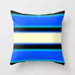 Soft stripes - blue, shiny ivory and black Throw Pillow