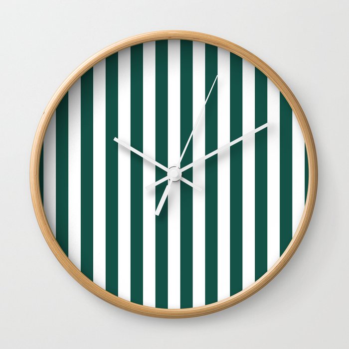 Green And White Stripes Summer Style Wall Clock