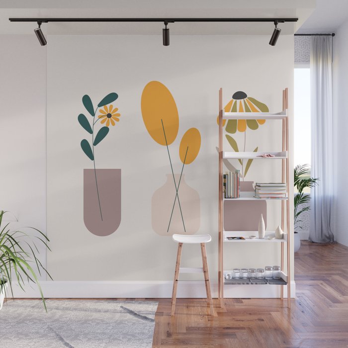 Abstract FlowerPot Design Wall Mural