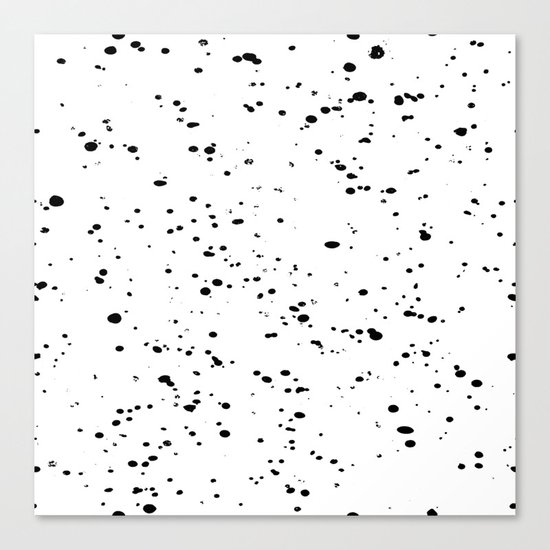 Paint Spatter Black on White Canvas Print