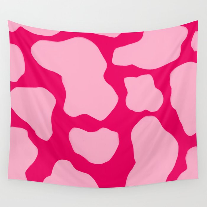 Pink on Pink Howdy Yeehaw Cow Spots Wall Tapestry