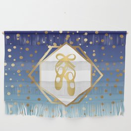 Ballet Shoes - Blue and Gold Geometric Design Wall Hanging