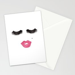 Glam Lips and Lashes Watercolor Stationery Cards