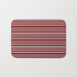 [ Thumbnail: Dark Red and Dark Gray Colored Lines/Stripes Pattern Bath Mat ]