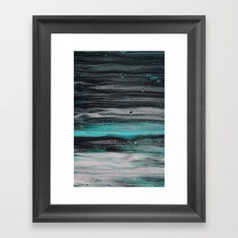 Painted Stripes Modern Art Black Grey And Turquoise Framed Art Print