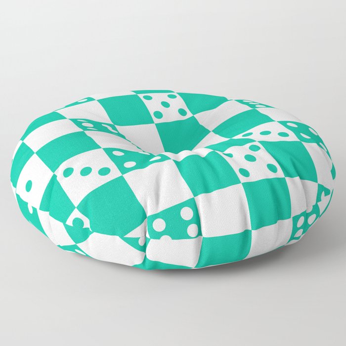 Checkered Dice Pattern (Creamy Milk & Fresh Mint Green Color Palette) Floor Pillow