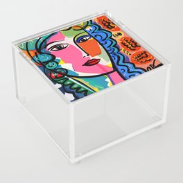 French Portrait Colorful Woman Fauvism by Emmanuel Signorino Acrylic Box