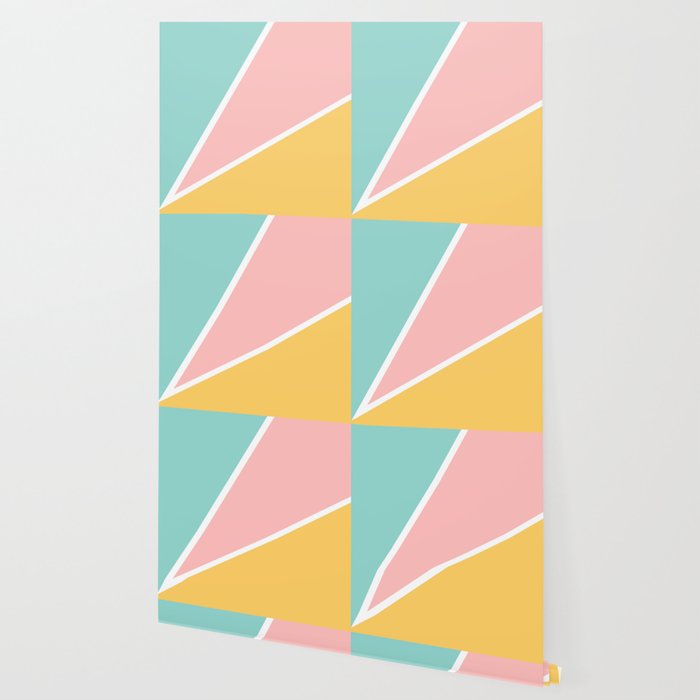 Tropical Summer Pastel Pink Turquoise Yellow Color Block Geometric