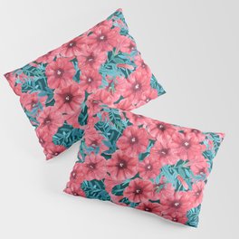 Red watercolor petunia flower pattern Pillow Sham