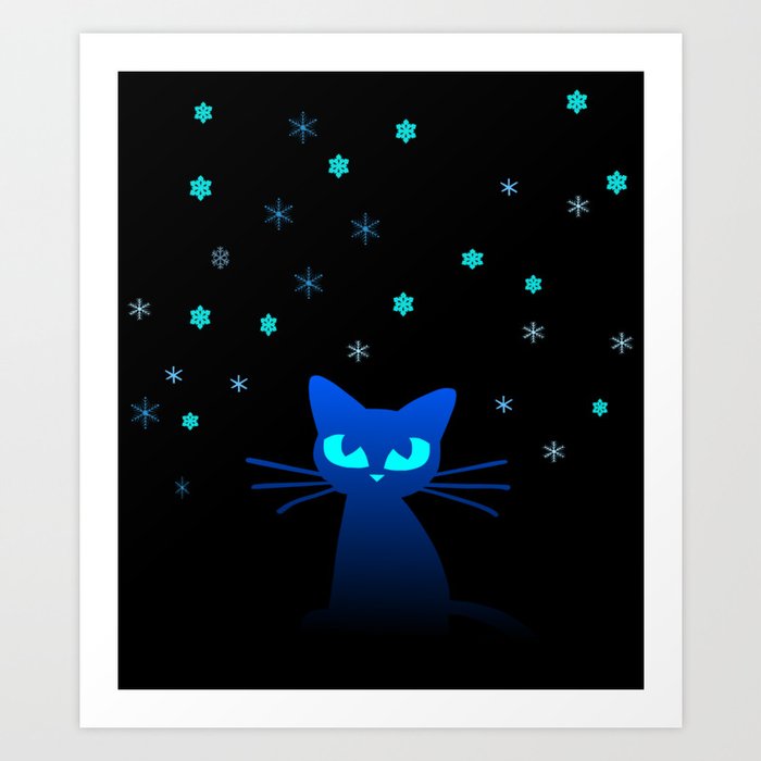 Glow in the Dark Cat Art Print