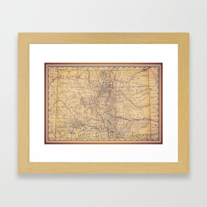 Colorado Vintage Map Framed Art Print