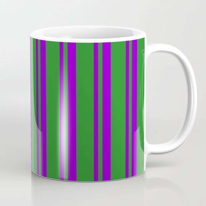 Dark Violet and Forest Green Colored Stripes/Lines Pattern Coffee Mug