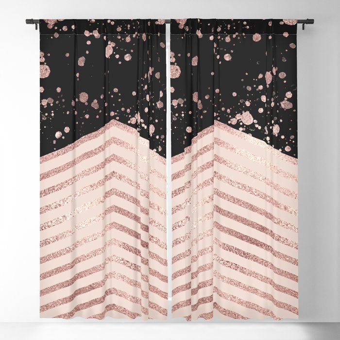 Luxury Rose Gold Pink Black Chevron, Pink And Gold Chevron Curtains