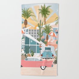Retro Palm Springs Beach Towel