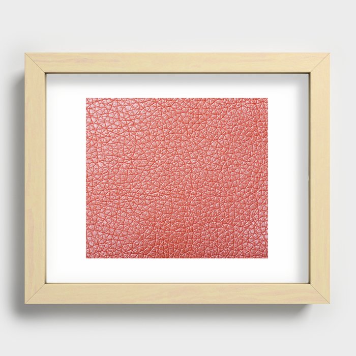 Sample of orange leather upholstery texture Recessed Framed Print