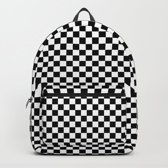 Black White Checks Backpack
