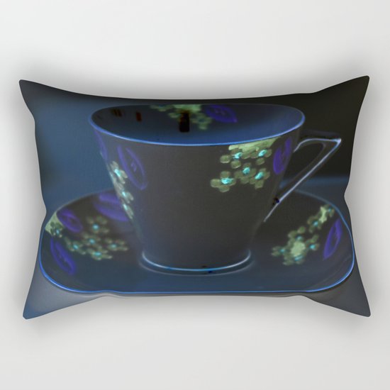 Midnight Blue Teacup | Still Life of Vintage Teacup Rectangular Pillow